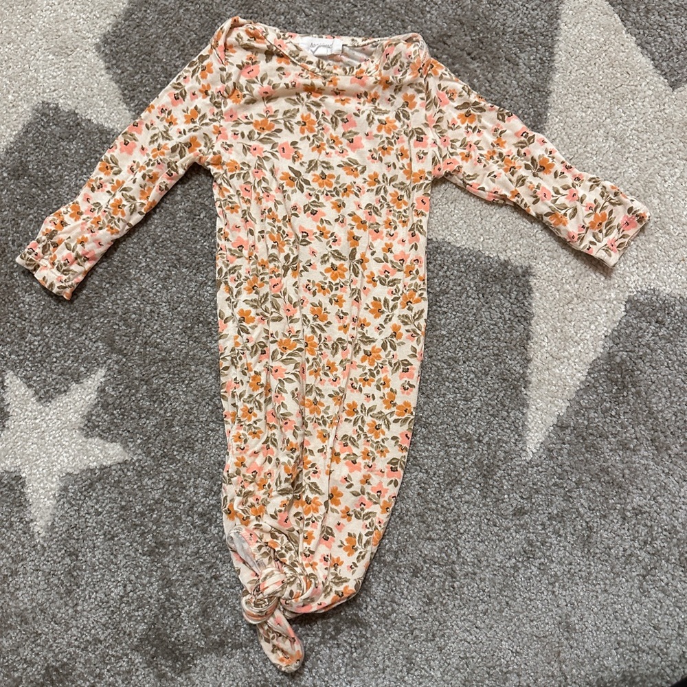 Angel Dear Knotted Gown Floral 0-3 Month Knotted Gown